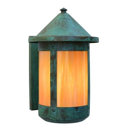 Arroyo Craftsman 7" Berkeley Wall Sconce With Roof, Bronze, Almond Mica Glass BS-7RAM-BZ